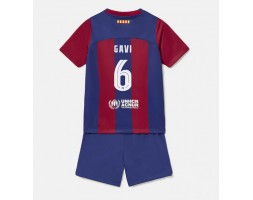 Maillot de foot Barcelona Paez Gavi #6 Domicile enfant 2023-24 Manches Courte (+ pantalon court)